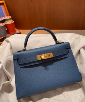 에르메스 미니 켈리백19 딥블루 금장 앱송